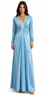 Vintage 1960s Mod/Gogo Era Blue Lace Trim Mod Maxi Dress Unbranded S/M